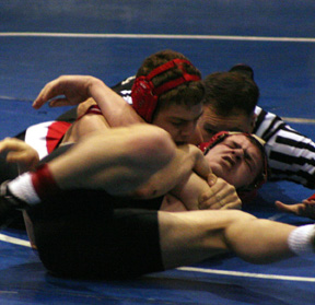 Jake Wimer scores some near fall points against this opponent.