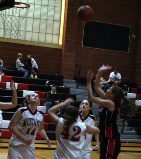 Kim Schaeffer shoots from the lane.