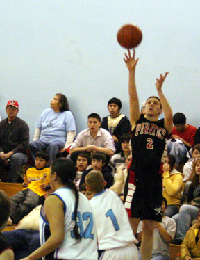 Eric Daly puts up a jumper from the corner at Lapwai.