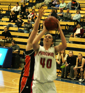 Kaylee Uhlenkott gets inside against Troy for a lay-up.