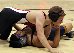 Brandon Poxleitner scores the first of 3 straight wins that earn him a state medal.