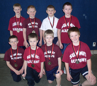 The Summit 5th & 6th grade boys with their first place medals from the recent Prairie Tournament.
