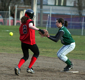 Tiffany Schaeffer was able to make it into second safely on this play.