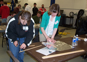 Alex Richardson and Christa Wilson building their bridge.