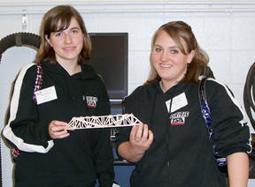 Alex Richardson and Christa Wilson with their bridge.