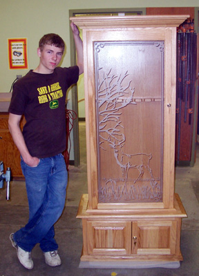 Steven Baerlocher took second in manfacturing for his gun cabinet.