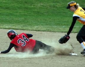 Alena Hoene slid under the tag and was safe at second on this play against Timberline.