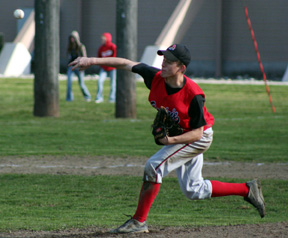 Kyle Holthaus picked up the win at C.V., allowing 2 runs and 4 hits in 6 innings.