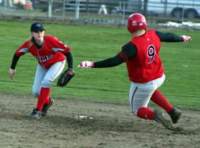 Ronnie Chandler goes into his slide as he advances to second.