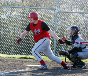 Joe Schumacher collects one of his two hits against Timberline.