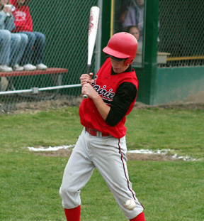Kyle Holthaus gets hit with a pitch at Culdesac.