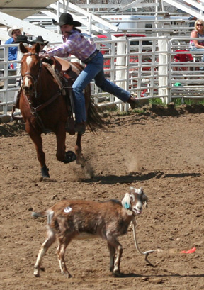 NaTosha Schaeffer in a goat roping competition.