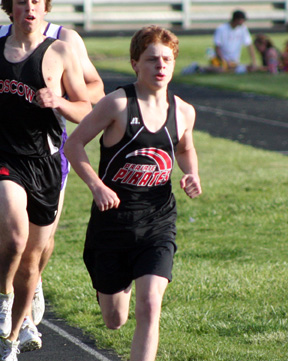 Brock Heath is shown in the 1600 where he finished fourth. He also took third in the 3200.