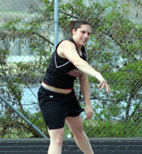 Kaylee Uhlenkott took second in the shot put at the Area Best Meet.