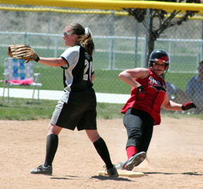 Kara Guyer slides into second with a double against Horseshoe Bend.