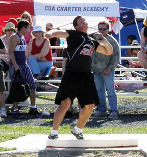 Kyler Shumway set a new school and regional record in winning the shot put competition at Kootenai this past weekend.