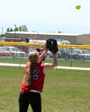 Leora Laurino is about to catch the final out of the Horseshoe Bend game.
