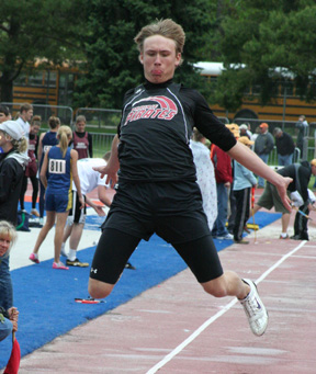 Devin Schmidt soared to a personal best and a 5th place finish in the triple jump.