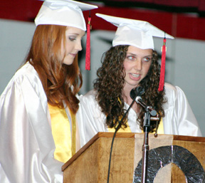 Sarah Arnzen and Tiffany Schaeffer gave their speeches together.