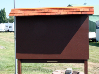 The new information kiosk, dedicated to the memory of Clark Ninkelman, which will feature the Fair Schedule.