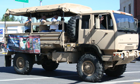 Veterans got to ride through the Parade in this National Guard personnel carrier.