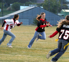 Megan Sigler ran about 70 yards to gain 20 on this play as she started to the right then reversed back to the left.
