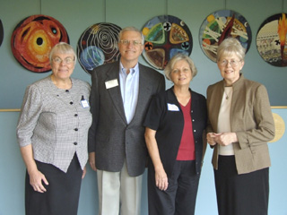 Left to right: Sr. Mary Kay Henry, Development Director, event hosts Wally and Kathy Von Bargen and Prioress Clarissa Goeckner at Spirit Center.