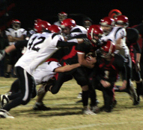 Branden Waller drags half the Deary defense toward the goal line.