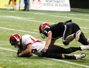 Branden Waller dives into the end zone for one of his two TD's in the game.