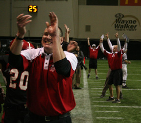 The Prairie coaches went crazy after David Sigler made the interception that clinched the game for the Pirates.