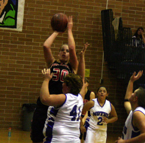 Mary Shears puts up a shot from the low block at Notus.