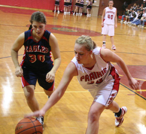 Mary Shears goes after a loose ball in the Lewis County game.
