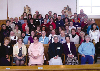 Current St. Gertrudes Oblate Program members in the monastery chapel.