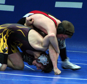 Brandon Poxleitner ties up a Kamiah wrestler.