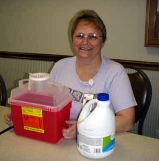 Cathie Hylton, RN, SMHC Sharps Disposal Coordinator, invites people to dispose properly of their sharps or needles by bringing them to the St Mary’s Hospital nurses station or one of their clinics after placing them in a hard sided container.