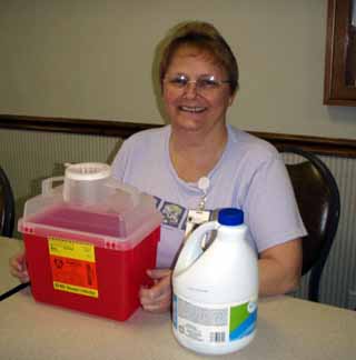 Cathie Hylton, RN, SMHC Sharps Disposal Coordinator, invites people to dispose properly of their sharps or needles by bringing them to the St Marys Hospital nurses station or one of their clinics after placing them in a hard sided container.