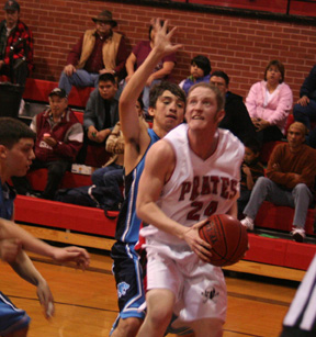 Tyler Forsmann looks to score inside.