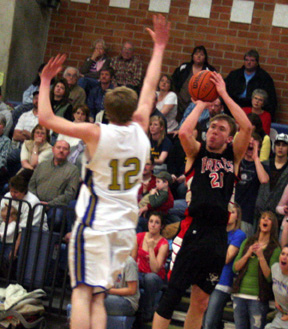 Devin Schmidt hits one of two baseline jumpers he scored in the second quarter.