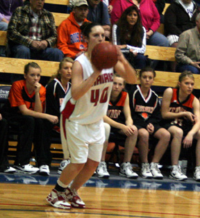 Kaylee Uhlenkott is ready to put up a 3-point shot against Kendrick.