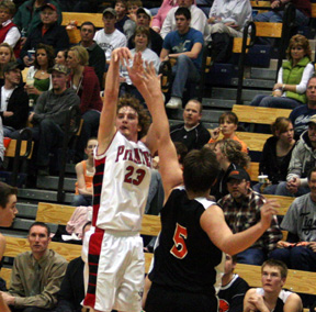David Sigler pumps in a 3-pointer against Kendrick.