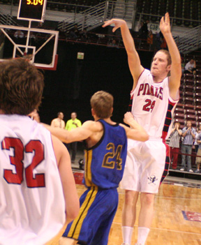Tyler Forsmann connects on a 3-pointer in the championship game.