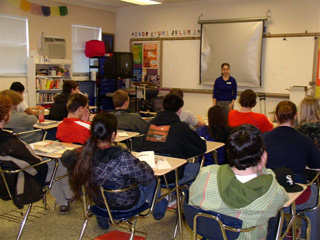 Students listen to the BSU representative.