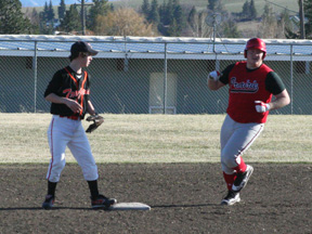 Ronnie Chandler pulls into second with a run-scoring double.