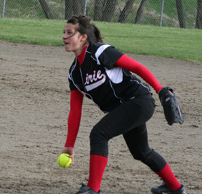 Amber Holthaus tosses the ball toward first to complete one of the two double plays she started in the Grangeville game.