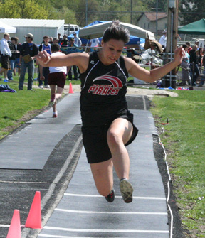 Justina Zigler in the long jump competition at Kamiah.