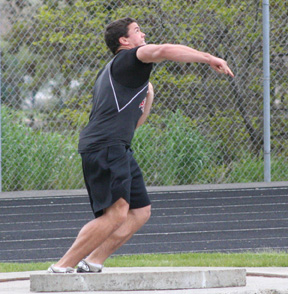 Kyler Shumway looks skyward just before unleashing the shot at the Area Best Meet.