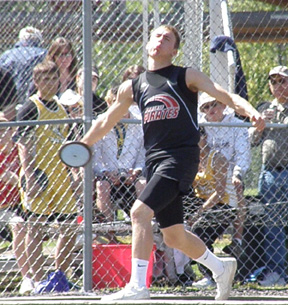 Devin Schmidt in the discus. He qualified for state in the discus, triple jump and 2 relays.
