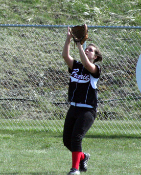 Haleigh Schmidt catches a fly ball in center against Genesee.