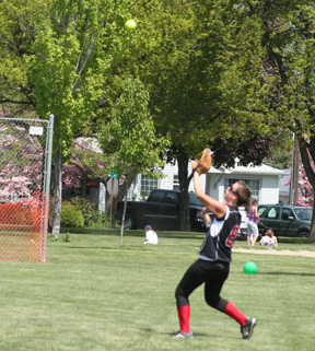 Haleigh Schmidt makes a catch in centerfield in the championship game.