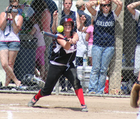 Rachel Kaschmitter is about to connect for a hit in the championship game.